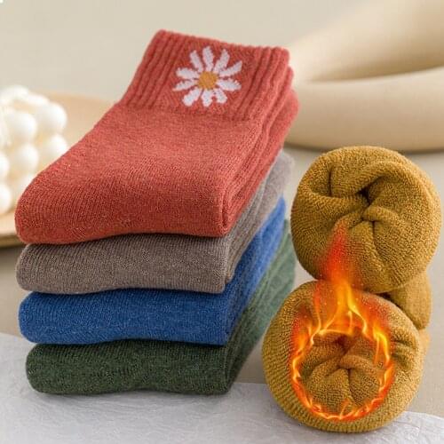 5Pairs New Winter Wamer Women Thicken Thermal Wool Cashmere Snow Socks Seamless Terry Boots Floor Sleeping Socks