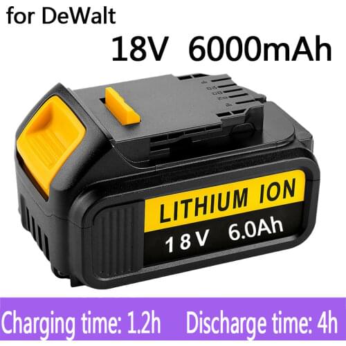 100% Original For DeWalt 18V 6000mAh Rechargeable Power Tools Battery with LED Li-ion Replacement DCB205 DCB204-2 20V DCB206