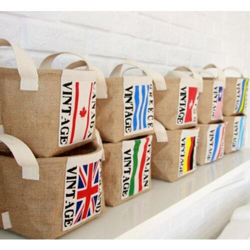 England American Cancada Linen Desktop Storage Organizer Sundries Storage Box Cabinet Underwear Jewelry Cosmetic Storage Basket