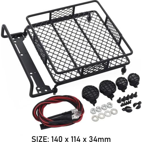 RC Car Upgrade Roof Luggage Rack with LED Light for 1/10 Axial SCX10 CC01 RC4WD D90 RR10 TF2 Body
