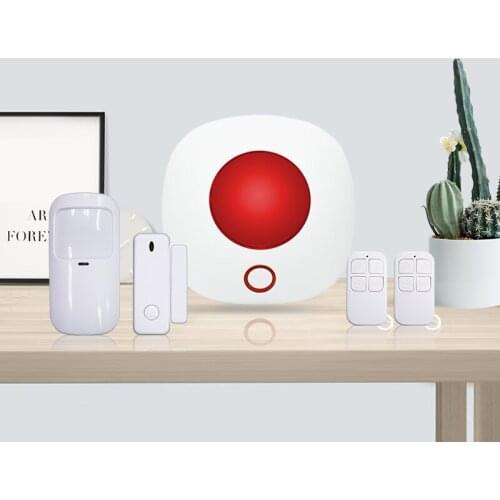 Wireless Shine Light Strobe Srien Burglar Alarm System PIR Sensor Door Contact Motion Detector