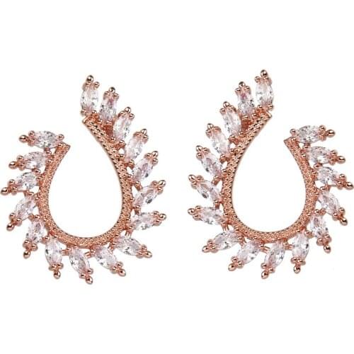 Bettyue Brand Fashion Luxury AAA White Cubic Zircon Geometric Three Colors Jewelry Earrings For Woman Florid Wedding Party Gift