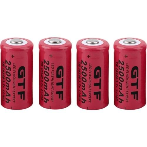 GTF 4pcs 16340 Battery 2500mAh 3.7V Lithium-ion Battery for Lighthouse Lantern