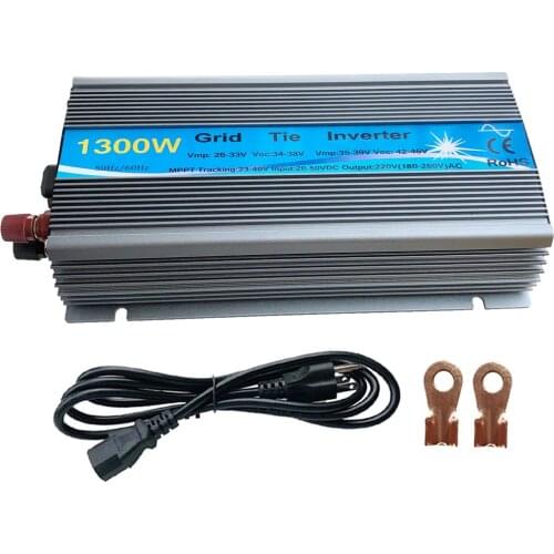 1300W Grid Tie Solar Inverter, 20-50V DC to AC180-260V Pure Sine Wave Inverter for 1300-1800W 24V, 30V, 36V PV or Wind Power