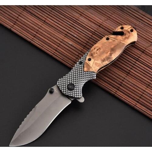 Pocket Knife Hunting Knife carbon fiber + Rosewood Folding knife Tactical hunting knife camping survival Camping Tools EDC Knife