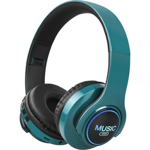 Kebidu wireless bluetooth 5.0 headset head-mounted LED breathing light headset Collapsible Stereo music headset