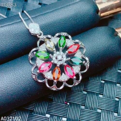 KJJEAXCMY fine Jewelry 925 Sterling Silver Natural tourmaline Girl new lovely Pendant Necklace Support Test Chinese style