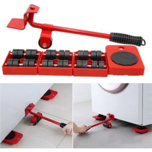 5Pcs Furniture Moving Heavy Hand Tool set Furniture Lifter Mover for Sofa Bed Cabinet Wheel Bar + Mover Roller Transport