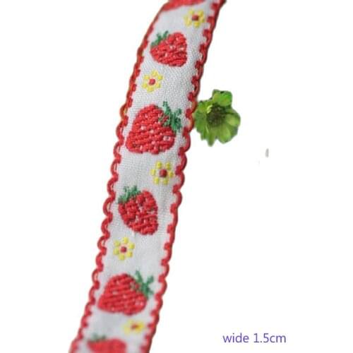 1.5CM Wide HOT Strawberry Embroidery flower lace fabric trim ribbon DIY sewing applique collar cord wedding dress guipure decor