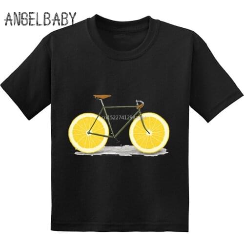 Hot Sale Creative Lemon Bikes Kids Funny T-shirts Bicycle Summer Children Cotton Baby Clothes Boys/Girls Casual Tops Tees,GKT206