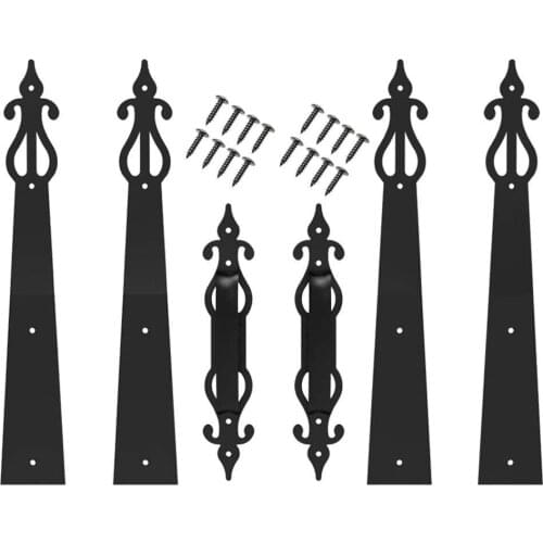 Jachor Magnetic Decorative Garage Door Hinges Flower Shape Handles Hardware Kit Household Creative Carriage House Door Hinge