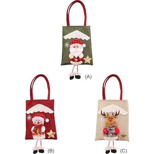 Reusable Christmas Candy Bag Kids Gift Bag 3D Cloud Santa Claus Handbag Xmas Decoration for Home Xmas Party