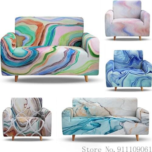 Fashion Sofa Cover 1/2/3/4 Seater Sofa Slipcovers Marble Shiny Stretch Couch Covers Polyester Spandex Furniture Protector Cover