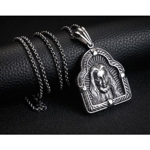 Mens Titanium Steel Pendant Catholic Religious Jewelry