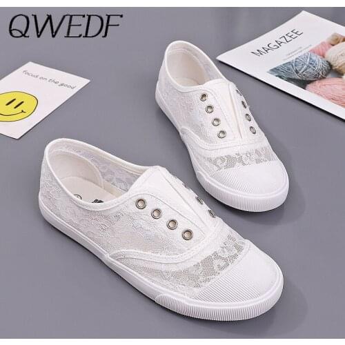 2019 autumn New Casual shoes Female Mesh Openwork Female Wild Soft Bottom Flat Lace Breathable Mesh White Shoes C1-52