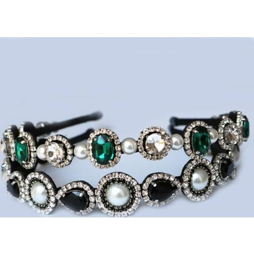 Charm Baroque Hairband Crown Crystal Headband Vintage Headdress Fashion Pearl Hair Jewelry Wedding Water Drop Accessories Bijoux