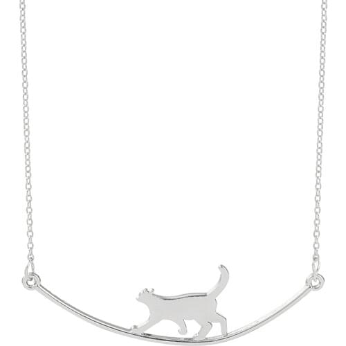 Lovely Walking Tightrope Cat Necklace for Women Girls Kitten & Smile Charm Choker Fashion Trendy Jewelry