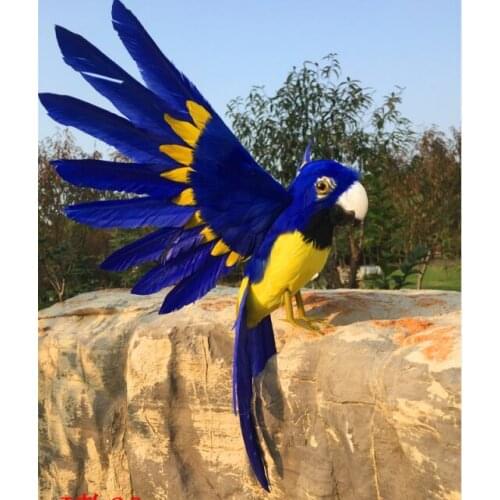 Foam&feathers parrot bird about 30x50cm coloured yellow-blue feathers spreading wings parrot model.garden decoration gift w0882
