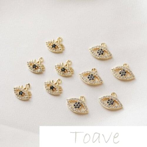 14K Gold Blue Eyelash Pendant diy Earring Bracelet Necklace Pendant Material Accessories