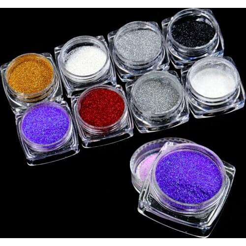 WUF Nail Art Powder Eyeshadow Pigment Holographics Spangle Nail Glitter Shimmer Shining Chrome Dust Decoration