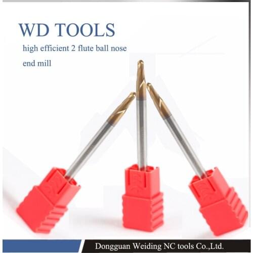 R6.0X150LX12D,hrc65 material Carbide ball nose End Mill four 2flute coating nano use for metal