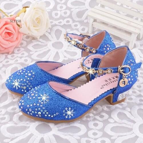 SLYXSH Spring and Autumn Summer Crystal Girls Sandals Children high heel Shoes With Bows For Kid Sandals High-heeled Shoes