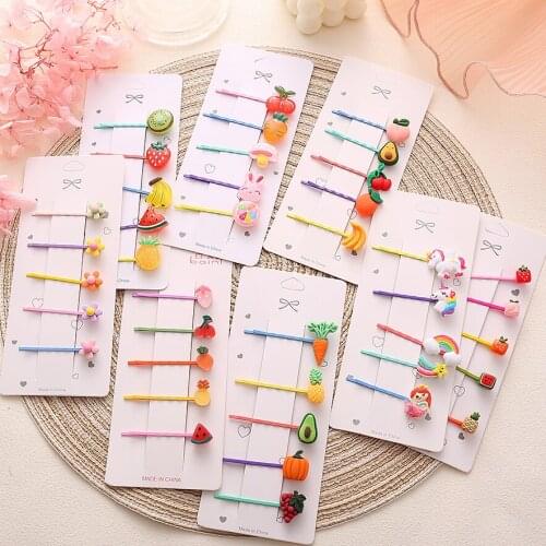 Sweet Fruit Stars Love Pattern Candy Color Hair Clips For Women Girls Cartoon Hairpins Barrettes Hair Accessories Set Gift