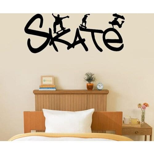 Skate Vinyl Wall Decal Removable Kids Boys Room Decal Skateboarding, Sport Size 55*22cm