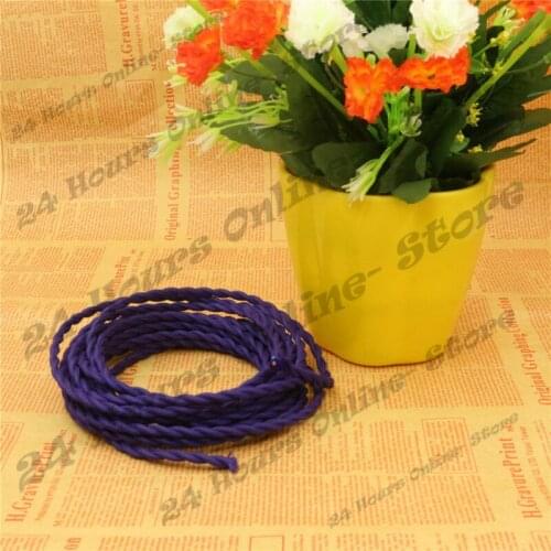 Purple Color -5m/lot 2x0.75 Vintage rope Wire Twisted Cable Retro Braided Electrical Wire Fabric Wire DIY Pendant Lamp Wire Lamp