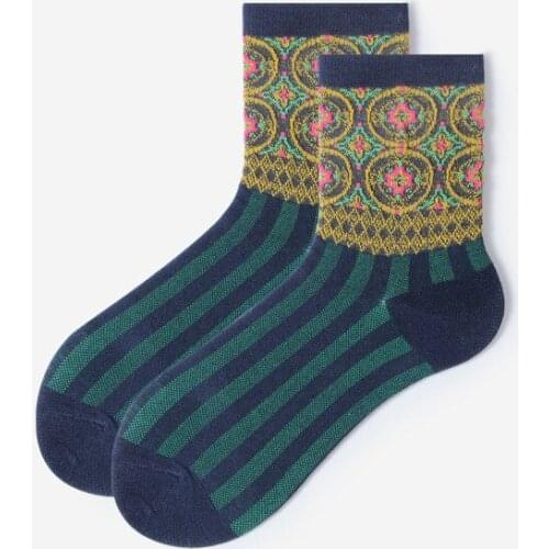 High Quality 2019 Cotton Retro Womens Stripes Socks Korean Version School Style Fashion Ins Harajuku Literary Style