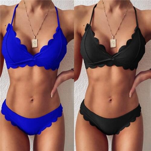 2021 Women Swimsuits Sexy Solid Bikini Bandage Swimwear Female Push Up Summer Bathers Biquinis Set Swimming Suit
