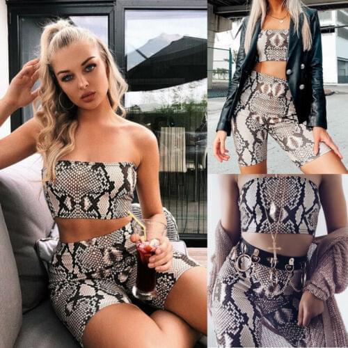 Women Sexy Clubwear Jumpsuit StraplessTop+Shorts Outfits Stretch Bra Crop Top