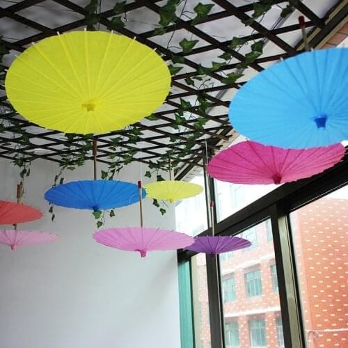 1pcs 40CM Chinese colored paper umbrella parasols China traditional dance DIY blank paper umbrella hand painting Party Supplies