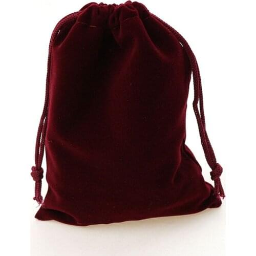 10*12cm 30pcs Wine Red Jewelry Velvet Bags For Packing Gifts Handmade Diy Women Jewellery Pouches Flannel Bag Drawstring Bag