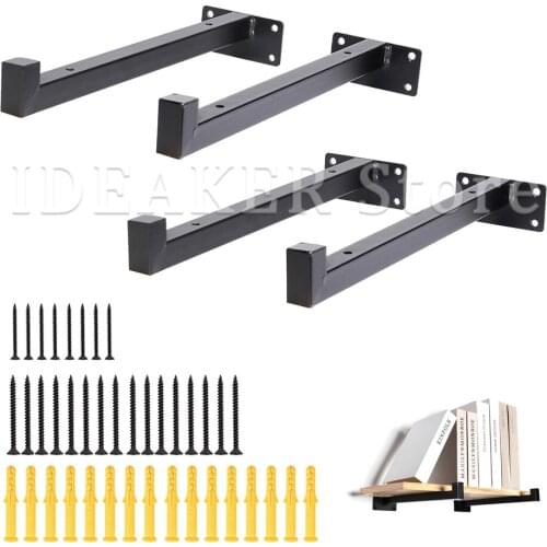 2PCS Black Industrial Iron Floating Bracket Heavy Duty Shelf Table Scaffold Board Wall Mounted Multifunctional Home Hardware