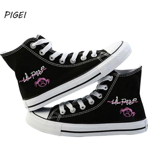 2021 Hellboy Lil Peep Cosplay Canvas Shoes Girls Spring lil peep Casual Lace Up High Heel Canvas Shoes Sneaker For Women or Mens