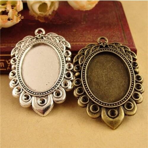 30pcs/lot Vintage Peacock Oval Cabochon Base Setting 25*18MM Inner Size DIY Jewelry Making