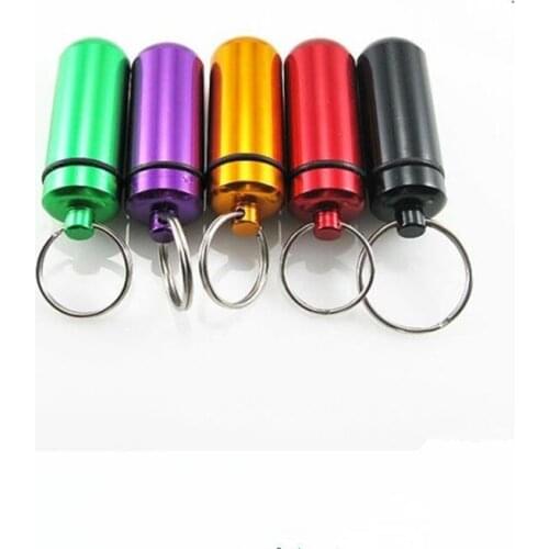 500pcs Protable Mini Waterproof Aluminum Medicine Pill storage Box Receive Bottle Holder Container Keychain Ring