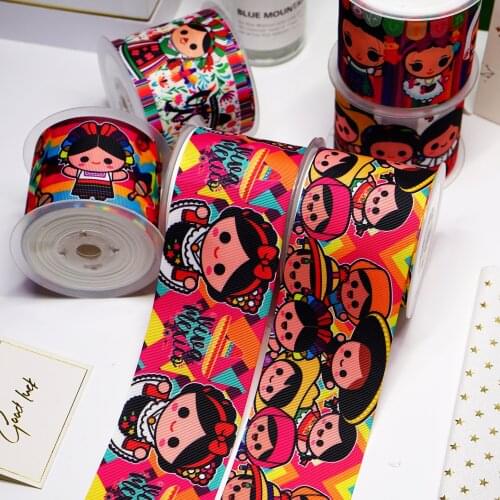 DIY Cartoon Mexican Style Printed Grosgrain Ribbon For Craft Supplies Sewing Accessories 5 Yards. 31665