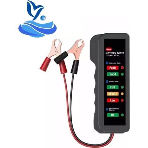 BM310 Car Battery Tester 12v Auto Checker Alternator 12V 6LED Lights Display for Car Vehicle Motorcycle Car Diagnostic Tool