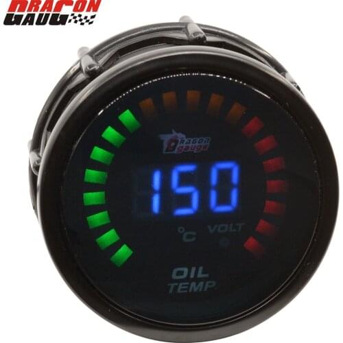 Dragon gauge 2"(52mm) Sunglasses LED digital auto motive Oil temp gauge and volt gauge temperature meter free shipping