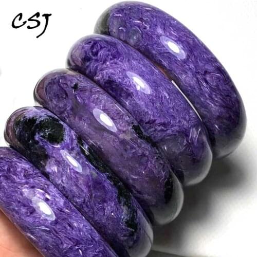 CSJ Natural Charoite Bangle 1 PC Fine Jewelry For Women Wedding Engagment Party For Gift