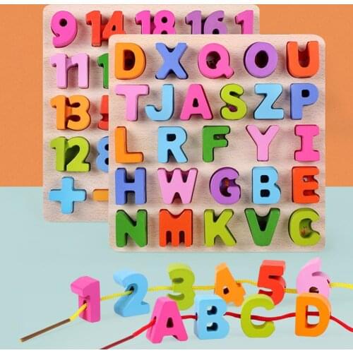 Early Childhood Education Digital Alphabet Numbers Wooden Puzzles Intellectual Development Beads Game Education Children Toy
