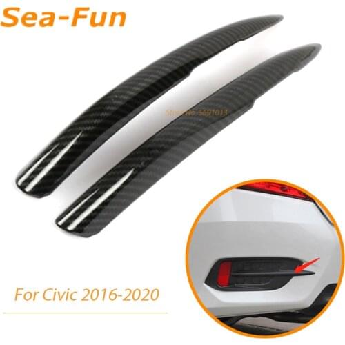 For Honda Civic 2016 2017 2018 2019 2020 Rear Fog Light Lamp Cover Eyebrow Eyelid Foglight Trim Frame Sticker Car Accessories