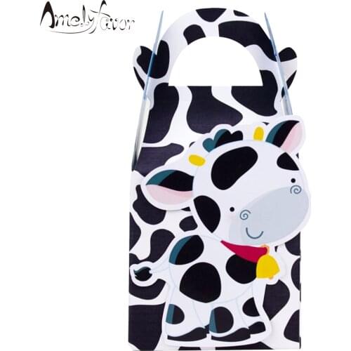 Farm Animals Theme Party Favor Box Madeline Cow Candy Box Gift Cupcake Box Birthday Event Party Decorations Container Supplies