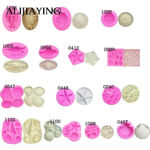 M0994 Marine Series Conch Starfish Shells Shellfish Silicone Mold Cake Baking Mold cake decorating tools Candle Soap moulds