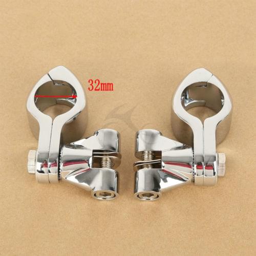 Motorcycle 1.25" 1 1/4" 32mm Pinless Engine Guard Footpeg Clamps Mounting Kit For Harley Honda Kawasaki Softail Fat Bob Chrome