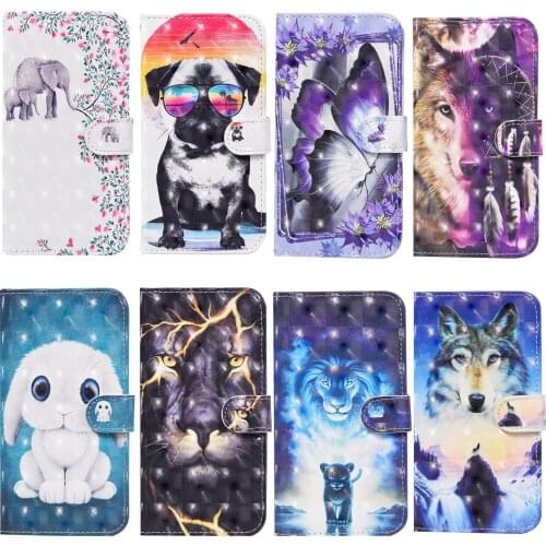 Flip Leather Cover for OPPO A53 A33 A32 Card Holder Kickstand Full Protection Lovely Cartoon Animal Painted Mobile Phone Case