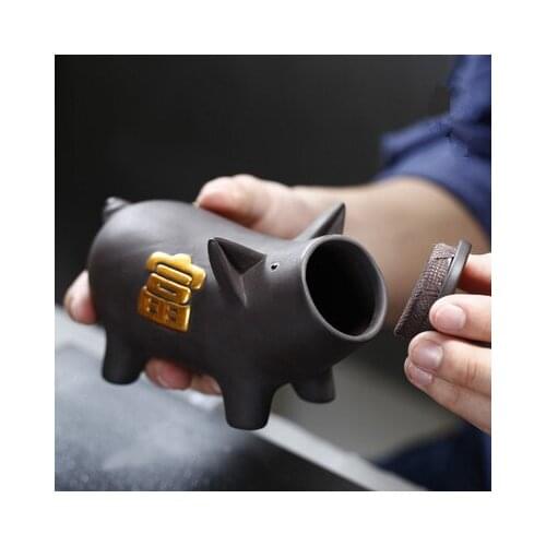 Creative Purple Sand Rich Pig Tea Can Ceramic Small Sealed Can Storage Tank Tea Ceremony Accessories Teaware Free Shipping