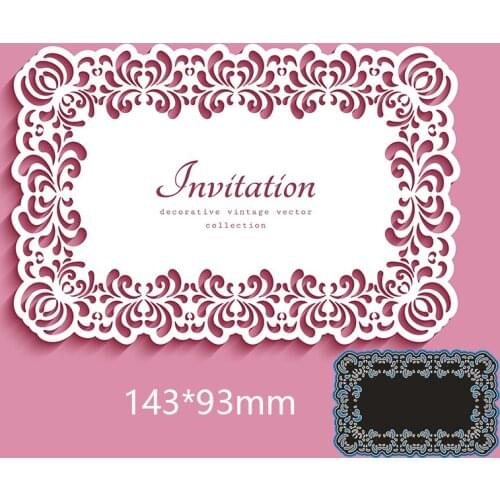 143*93mm flower rectangle invitation New Metal Cutting Dies Scrapbook paper template Embossing DIY Paper Card Craft